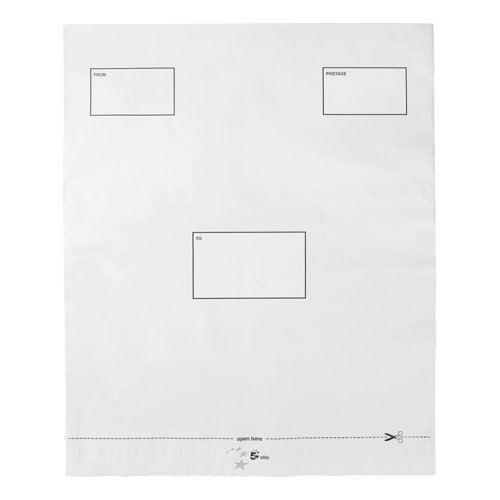 5 Star Elite DX Bags Self Seal Waterproof White 395x430mm and 50mm Flap (Pack of 100)