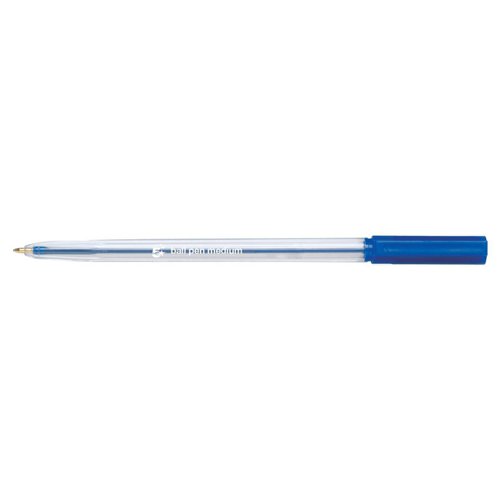 5 Star Office Ball Pen Clear Barrel Medium 1mm Tip 0.7mm Line Blue (Pack of 20)