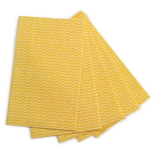 5 Star Facilities Wave Line Mid-weight Cleaning Cloth 40gsm 500x300mm Yellow (Pack of 50)