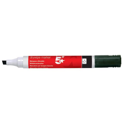 5 Star Office Drywipe Marker Xylene/Toluene-free Chisel Tip 2-5mm Line Black (Pack of 12)