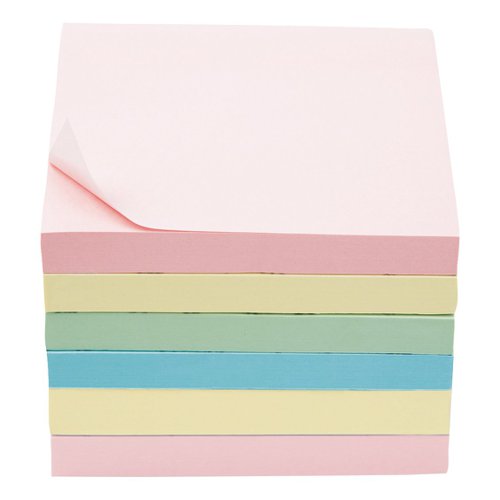 5 Star Office Extra Sticky Re-Move Notes Pad of 90 Sheets 76x76mm 4 Assorted Pastel (Pack of 6)