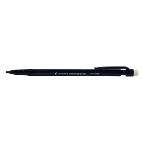 5 Star Office Mechanical Pencil Retractable Disposable with 0.7mm Lead Black Barrel (Pack of 10) | VOW