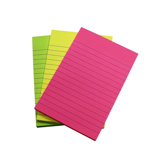 5 Star Extra Sticky Pads 70gsm 90 Sheets 150x101mm 3 Neon Assorted (Pack of 3)