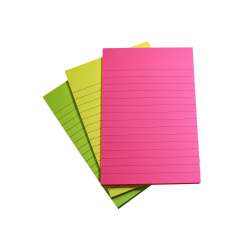 5 Star Extra Sticky Pads 70gsm 90 Sheets 150x101mm 3 Neon Assorted (Pack of 3)