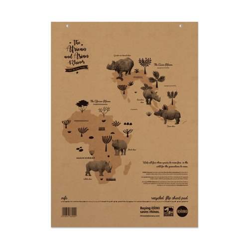 Rhino Recycled Flipchart Pad 20mm Sqd/Plain A1 Pack of 5 SRFC-4 CTN
