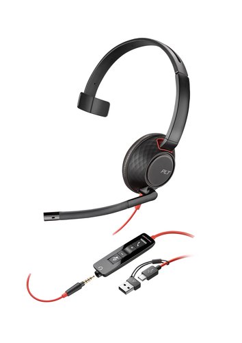 Poly Blackwire 5210 Monaural USB-C/A +3.5mm Headset Bulk 8X230A6