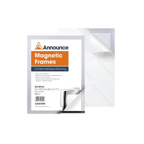 Announce Magnetic Frame A4 Silver (Pack of 2) AA01840 | Announce