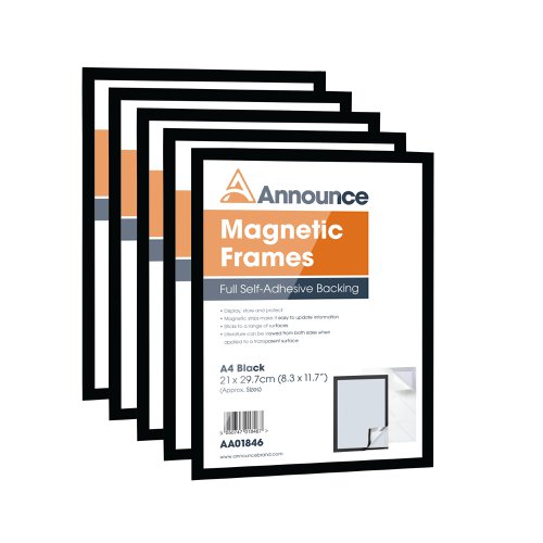 Announce Magnetic Frame A4 Black (Pack of 5) AA01847 | Announce