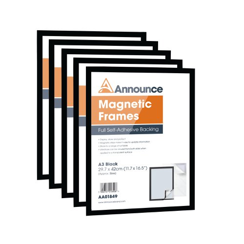 Announce Magnetic Frame A3 Black (Pack of 5) AA01850 | Announce