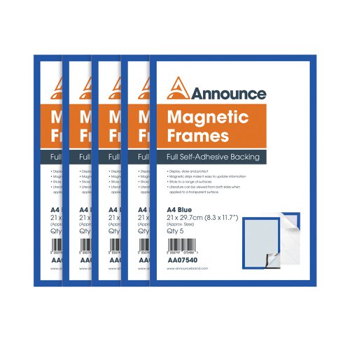 Announce Magnetic Frames A4 Blue (Pack of 5) AA07540 | Announce