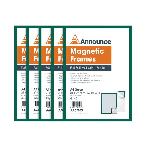 Announce Magnetic Frames A4 Green (Pack of 5) AA07543 | Announce