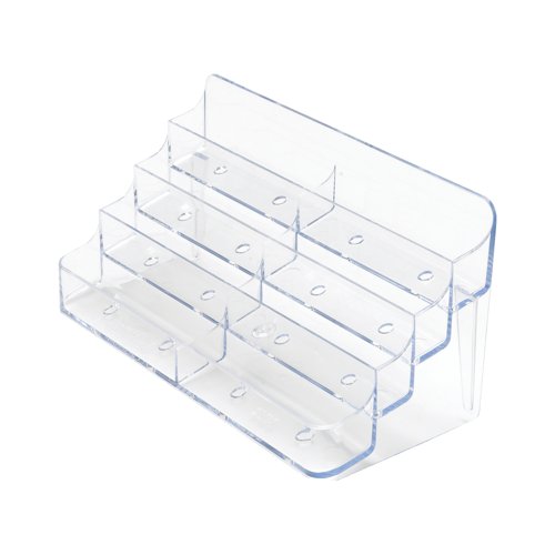 Announce 4 Tier 8 Pocket Business Card Holder Landscape Crystal Clear AA10448