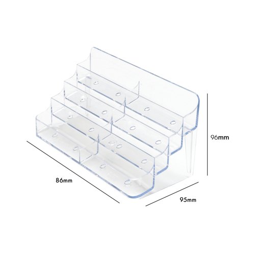 Announce 4 Tier 8 Pocket Business Card Holder Landscape Crystal Clear AA10448