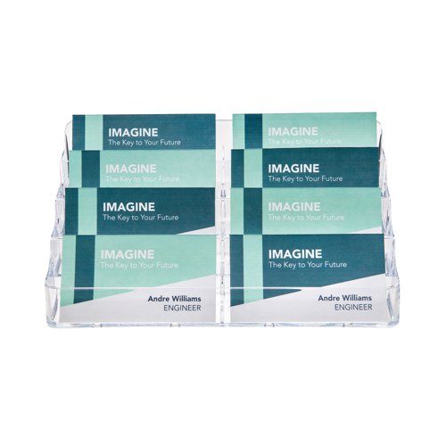 Announce 4 Tier 8 Pocket Business Card Holder Landscape Crystal Clear AA10448