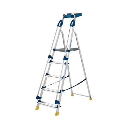 Werner Workstation 5 Tread Stepladder Twin Handrails Blue 7050518L
