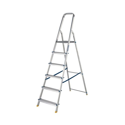 Werner 6 Tread Stepladder with High Handrail Aluminium 7400618L