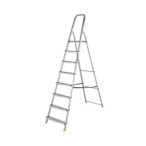 Werner 8 Tread Stepladder with High Handrail Aluminium 7400818L