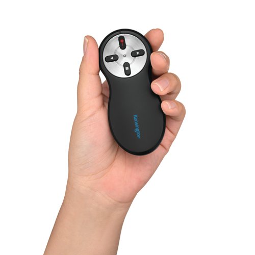 The Kensington Wireless Presenter with Red Laser features a control wheel to change slides while a bright laser dot illuminates key points. The intuitive design allows the user to concentrate on presenting, and with a range of 20 metres, it is ideal for larger presentations. The receiver fits neatly inside the handset and disables the battery when not in use, saving energy and preventing power failures.