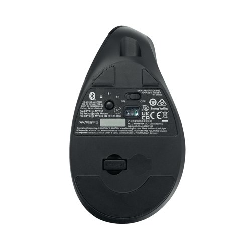 Kensington Pro Fit Ergo MY630 EQ Vertical Wireless Rechargeable Mouse Black K72482WW