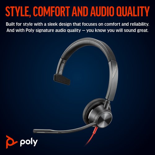 Poly Blackwire 3315 Monaural 3.5mm + USB-C/A Headset 8X217AA