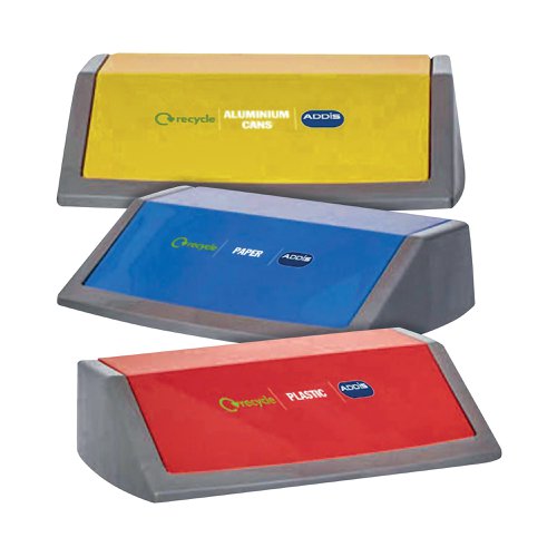 Addis Red/Yellow/Blue Recycling Bin Kit Lids Metallic (Pack of 3) 505575