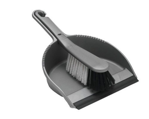 Addis Dustpan and Soft Brush Set Metallic Serrated Edge to Clean Brush Bristles 510390