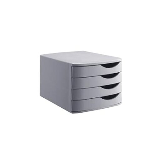 AL38701 | This Jalema 4 drawer desktop set features four large drawers for storage and organisation of A4 and foolscap documents on your desk. Each drawer features a sturdy double wall construction to give it added durability for long lasting use. The smooth opening, gliding action includes a stop that prevents the drawer travelling too far. This grey desktop set measures W300 x D375 x H216mm.