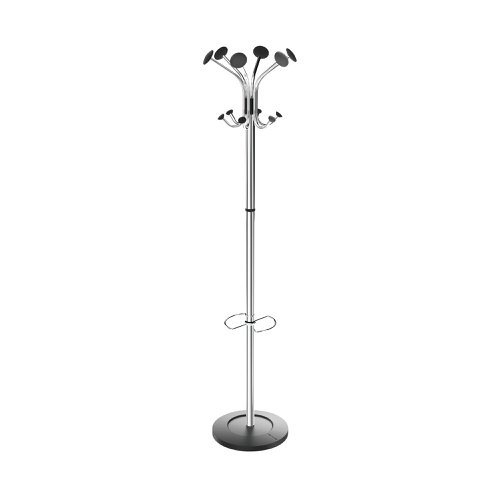 Alba Chromy Coat Stand 350x350x1790mm Chrome/Black PMCLASS | Alba