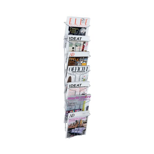 Alba Wall Mounted 7 Pocket Literature Holder A4 Chrome DD7M Literature Displays ALB00766