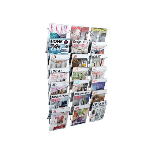 Alba Wall Mounted 7Tier 21-Pocket Literature Holder A4 Chrome DDFIL21M Literature Displays ALB00767