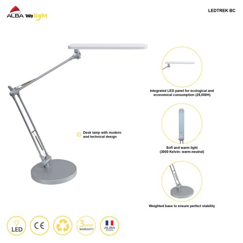 Alba Trek LED Desk Lamp White LEDTREK UK Desk Lamps ALB01435