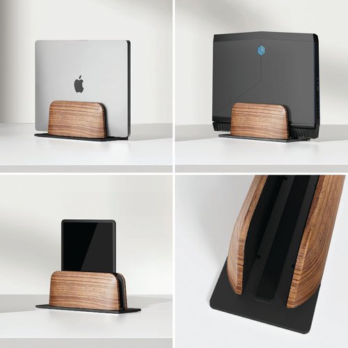 Alba Vertical Computer Stand Aluminium/Walnut ODSTAND W