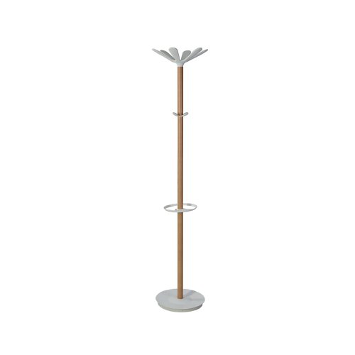 Alba Coat Stand 350x350x1750mm Beech/White ALB90566