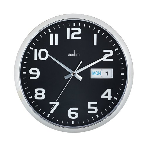 Acctim Supervisor Wall Clock 320mm Chrome/Black 21023