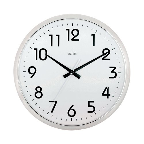 Acctim Orion Silent Sweep Wall Clock 320mm Chrome/White 21287