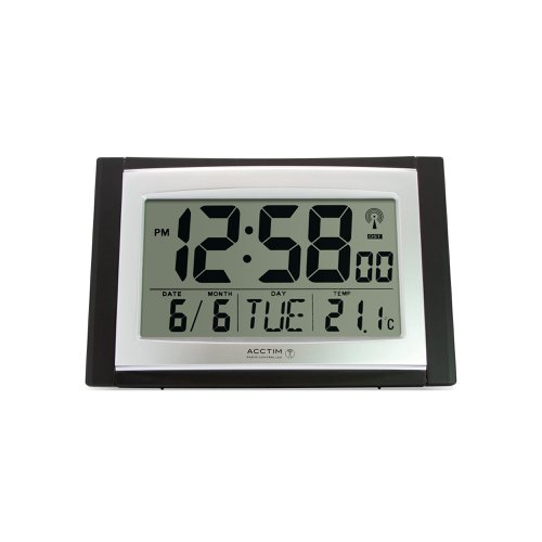 Acctim Stratus Radio Controlled LED Wall/Desk Clock Black/Silver 74053