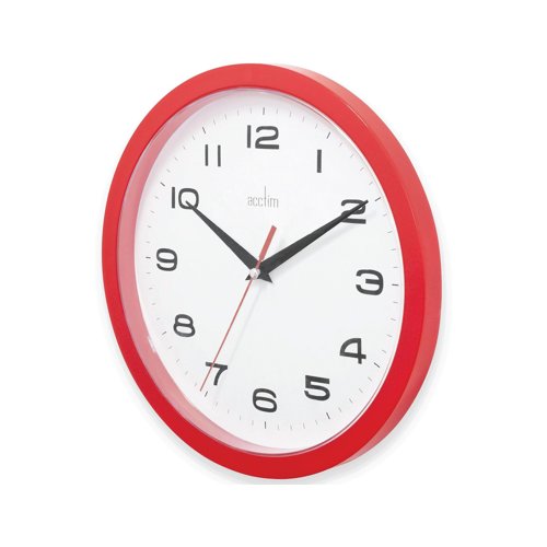 ANG92303 | The Acctim Aylesbury Plastic Wall Clock is an economical wall clock with an eye-catching modern design. The bold modern typeface is easily legible against the white dial, as are the thick black hour and minute hands. A precision quartz movement helps ensure the best possible timekeeping. A sturdy plastic lens covers the 255mm dial and protects it from damage or tampering, while the bold plastic case provides a pleasing addition to your wall.