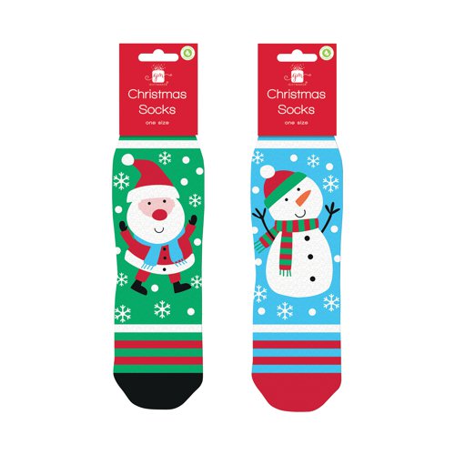 Xmas Socks 2 Designs One Size Pack of 12 XAMGZ402