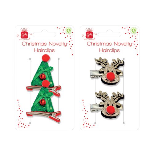 Xmas Hair Clips 2 Designs Pack of 12 XAKGZ410