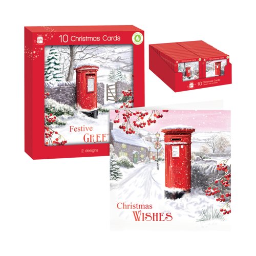 Cards 10 Square Postbox Scene CDU (Pack of 24) XAMGC808