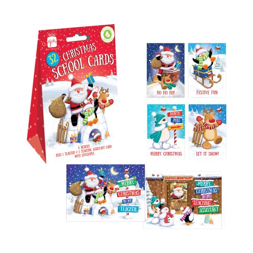 Cards 32 School Pack of Cosy Christmas Pack of 24 XAMGC401