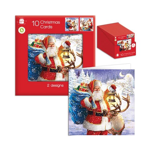 Greeting Cards Square Traditional Outdoor Santa x10 CDU (Pack of 24) XANGC803