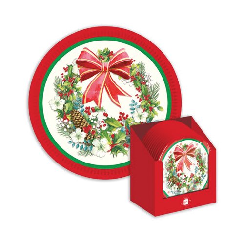 Christmas Party Plates 23cm Traditional x6 each pack CDU (Pack of 12) XANGP602