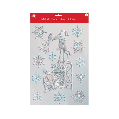 Giftmaker Window Metallic Christmas Stickers Pack of 24 XAPGZ676