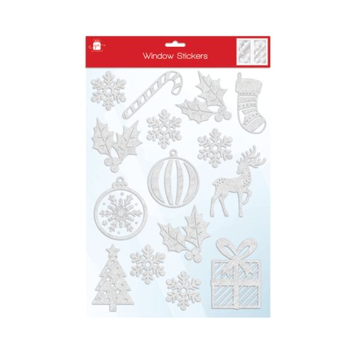 Giftmaker Flock Window Xmas Stickers White Pack of 24 XGIMDEC4A641