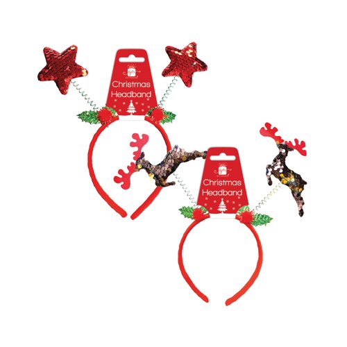 Giftmaker Reindeer and Star Sequin Headband Pack of 24 XGIMDEC5A102