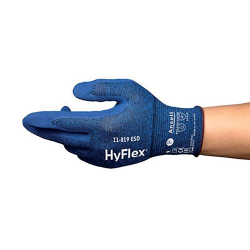 Ansell Hyflex ESD Touchscreen Gloves (Pack of 12) Blue XL