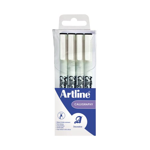 Artline Calligraphy Pen Set Assorted Width Black (4 Pack) EK-240W4