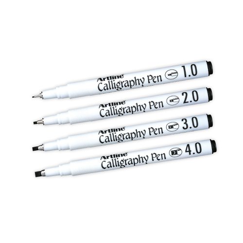 Artline Calligraphy Pen Set Assorted Width Black (Pack of 4) EK-240W4 | Shachihata (Europe) Ltd