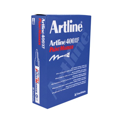 This Artline 440 paint marker is ideal for for both indoor and outdoor use, where permanent, indelible marking is requred. The vibrant ink is quick drying, water and fade resistant for long lasting use. The medium bullet tip writes a 2.3mm line width. Ideal for creating eye-catching displays on dark surfaces, this pack contains 12 markers with yellow ink.